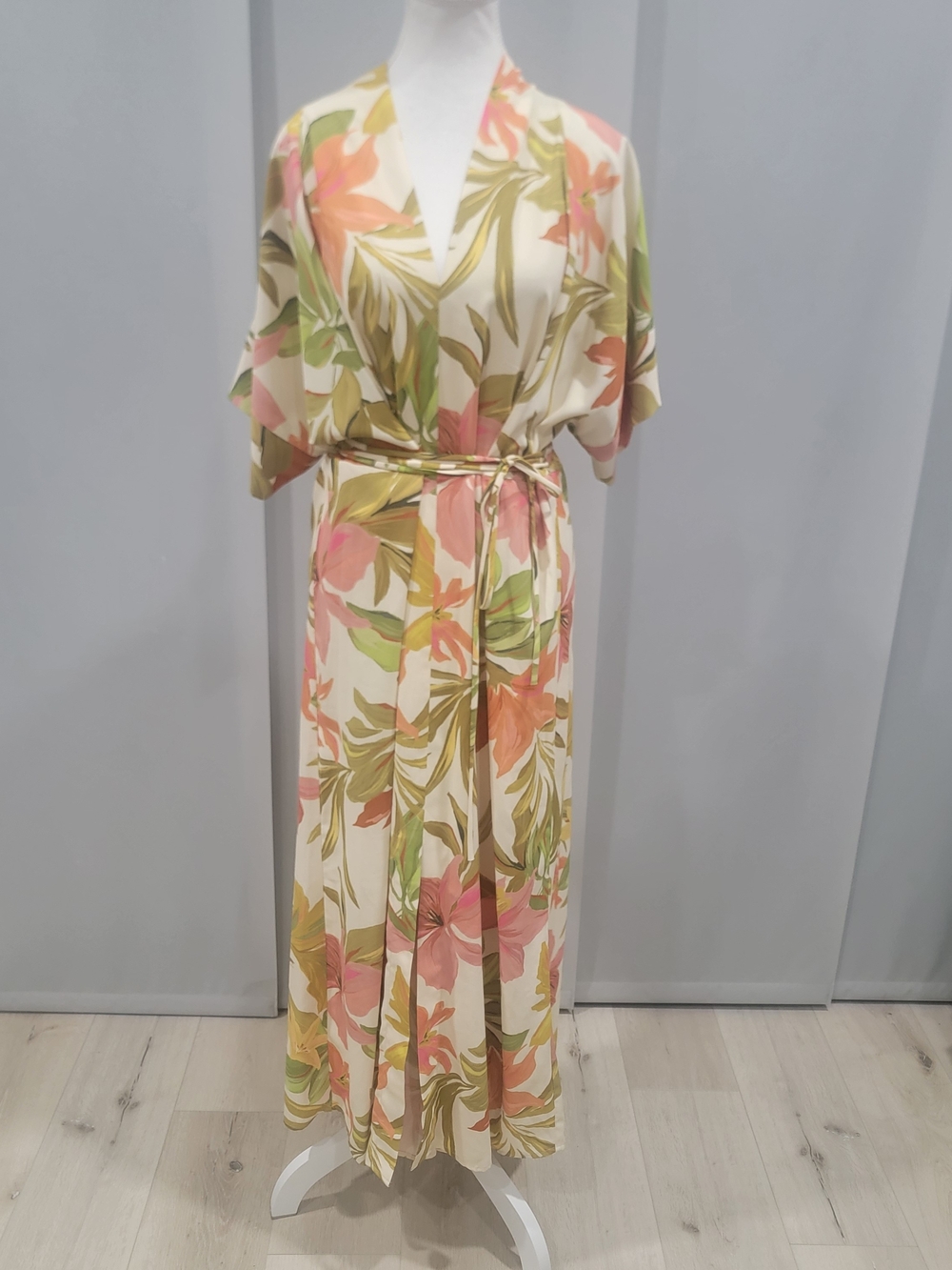 Joseph Ribkoff Floral Wrap Maxi Dress in Ivory, Pink, Green